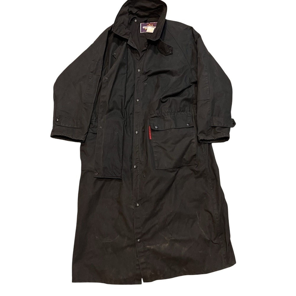 Vintage Australian Outfitters Outback Oilskin Field Trench Duster Coat USA Large